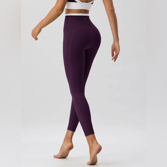 Berlook Activewear Purple Natural Waisted Leggings 25" - Picture 2 of 7
